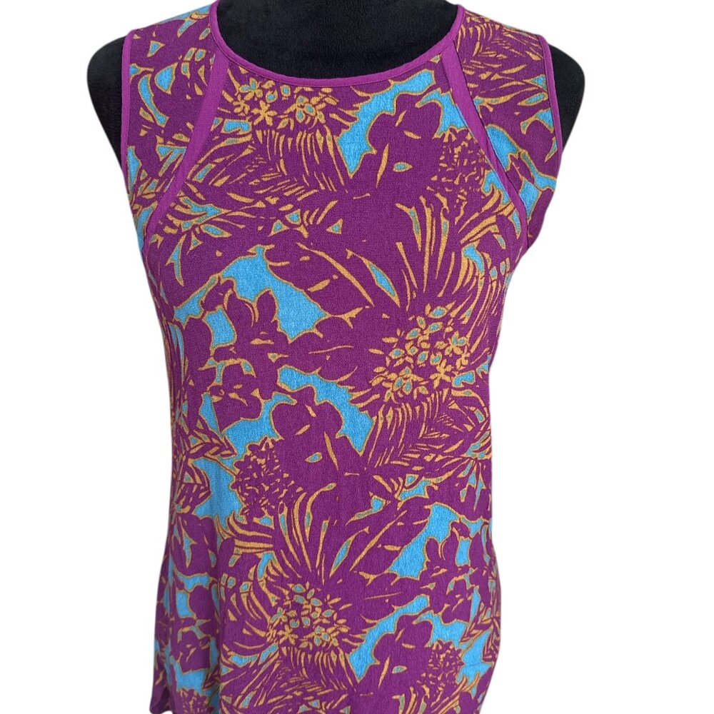 🥰3/$25 EUC CABI Palm Grass Purple and Blue Floral Tank Top. $8 Bundled